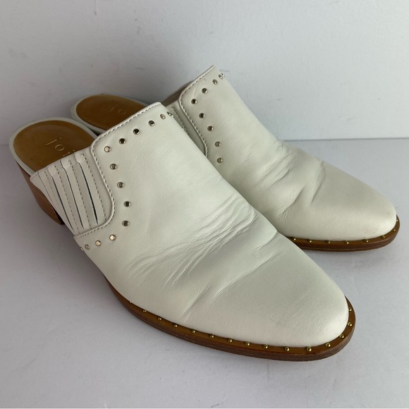 Joie Fayla Ivory Embellished Stacked Heel Slide On Mules - Picture 3 of 9